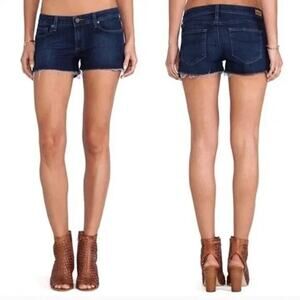 Paige Catalina Mid Rise Blue Denim Jean Frayed Hem Cutoff Shorts Women's 28